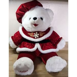 Vintage Snowflake Teddy Bear 2000 Christmas Velvet Outfit Plush Stuffed Animal
